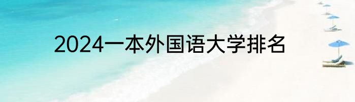 2024一本外国语大学排名