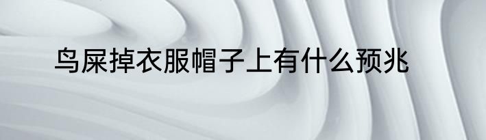 鸟屎掉衣服帽子上有什么预兆