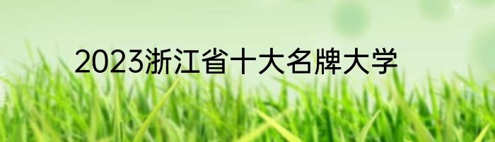 2023浙江省十大名牌大学