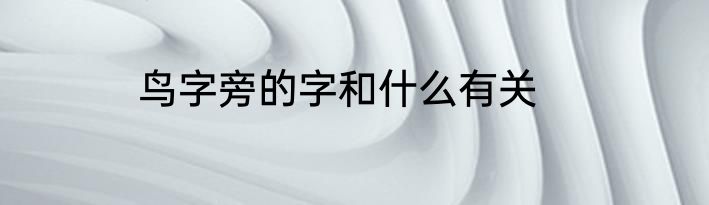 鸟字旁的字和什么有关