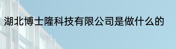 湖北博士隆科技有限公司是做什么的