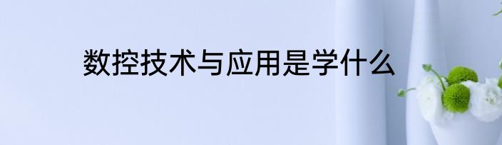 数控技术与应用是学什么