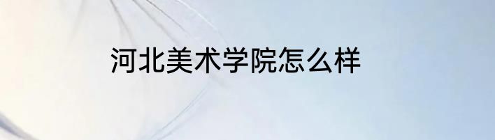 河北美术学院怎么样