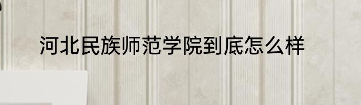 河北民族师范学院到底怎么样