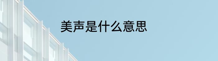 美声是什么意思
