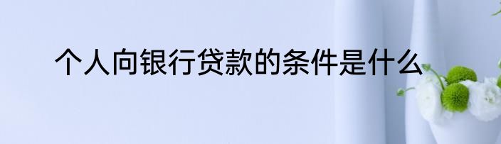 个人向银行贷款的条件是什么