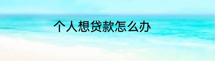 个人想贷款怎么办
