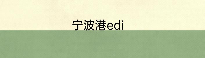 宁波港edi