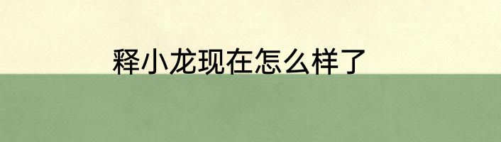 释小龙现在怎么样了
