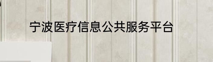 宁波医疗信息公共服务平台