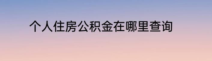 个人住房公积金在哪里查询