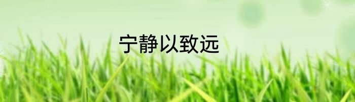 宁静以致远