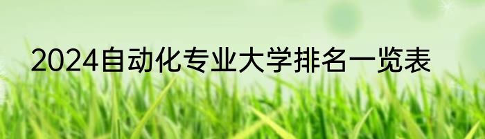 2024自动化专业大学排名一览表