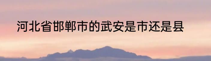 河北省邯郸市的武安是市还是县