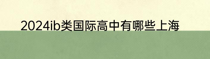 2024ib类国际高中有哪些上海