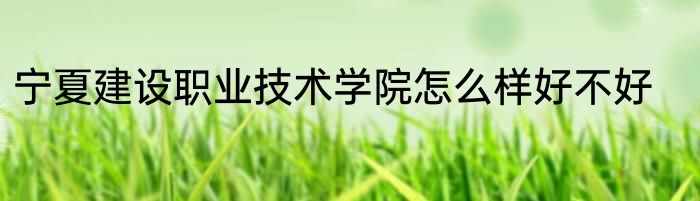 宁夏建设职业技术学院怎么样好不好
