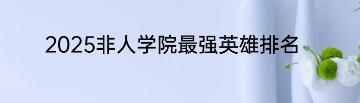 2025非人学院最强英雄排名