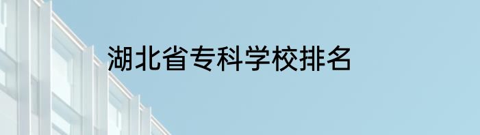 湖北省专科学校排名