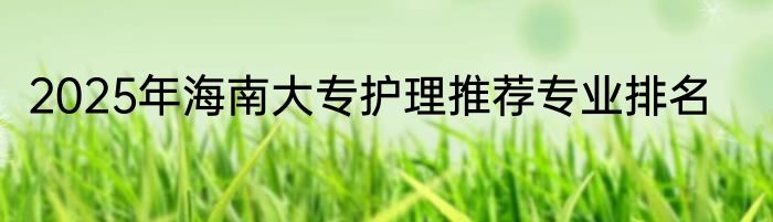2025年海南大专护理推荐专业排名
