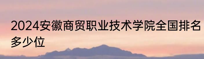 2024安徽商贸职业技术学院全国排名多少位