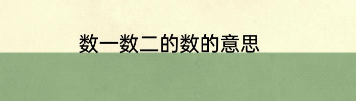 数一数二的数的意思