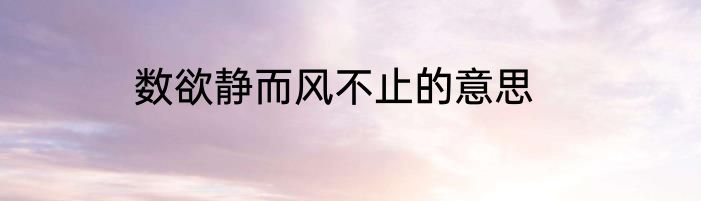 数欲静而风不止的意思