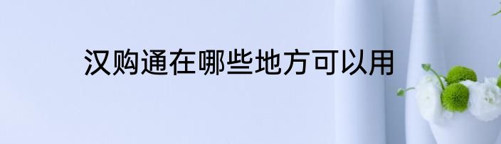 汉购通在哪些地方可以用