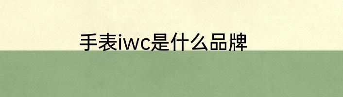 手表iwc是什么品牌