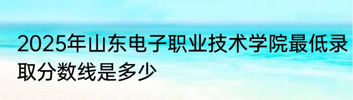 2025年山东电子职业技术学院最低录取分数线是多少