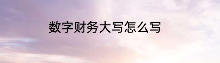 数字财务大写怎么写