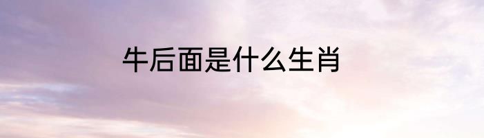 牛后面是什么生肖