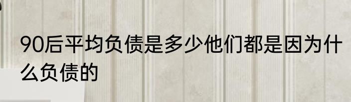 90后平均负债是多少他们都是因为什么负债的