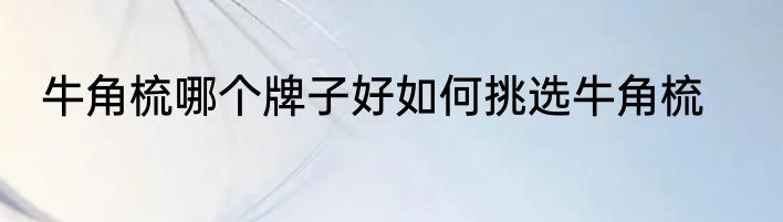 牛角梳哪个牌子好如何挑选牛角梳