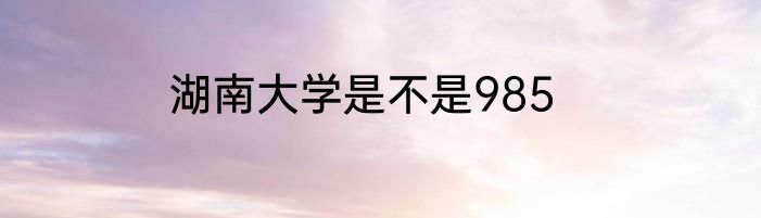 湖南大学是不是985