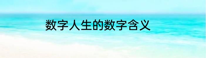 数字人生的数字含义