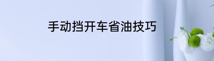 手动挡开车省油技巧