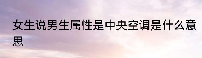 女生说男生属性是中央空调是什么意思