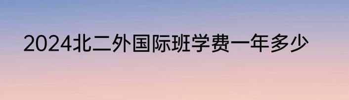 2024北二外国际班学费一年多少