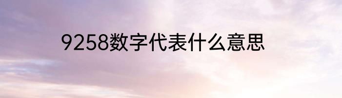 9258数字代表什么意思