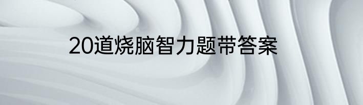 20道烧脑智力题带答案