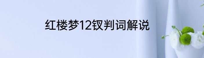 红楼梦12钗判词解说
