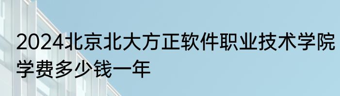 2024北京北大方正软件职业技术学院学费多少钱一年