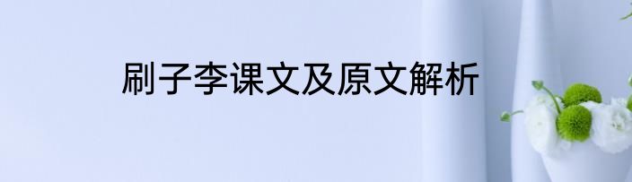 刷子李课文及原文解析