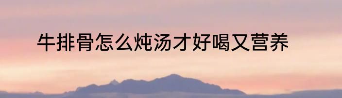 牛排骨怎么炖汤才好喝又营养