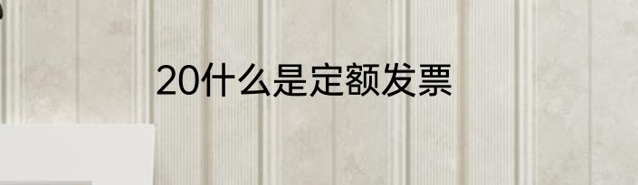 20什么是定额发票