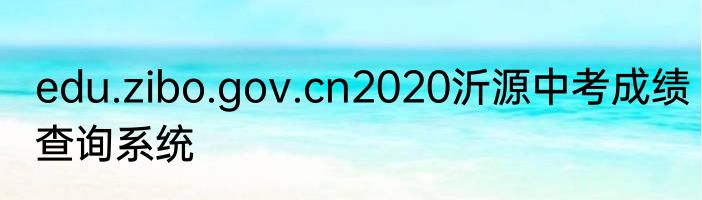 edu.zibo.gov.cn2020沂源中考成绩查询系统
