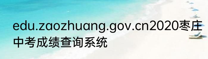 edu.zaozhuang.gov.cn2020枣庄中考成绩查询系统