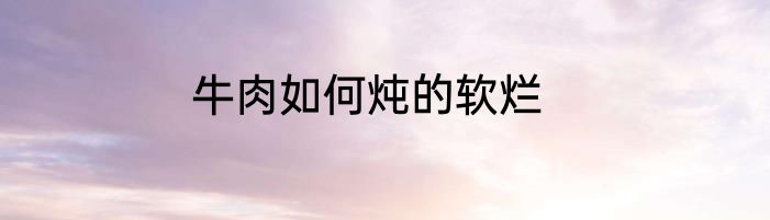 牛肉如何炖的软烂