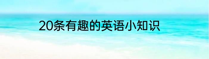 20条有趣的英语小知识