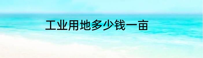 工业用地多少钱一亩